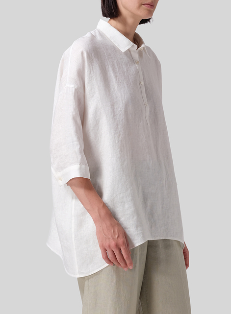 Linen Oversized Straight-Cut Shirt