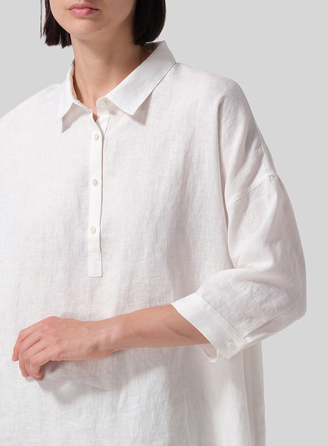 Linen Oversized Straight-Cut Shirt