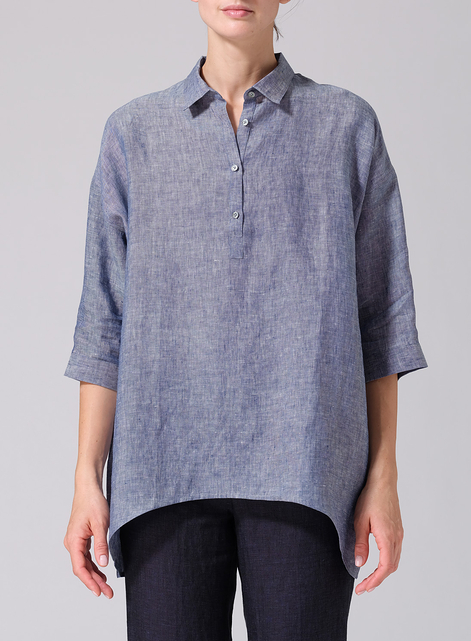 Linen Oversized Straight-Cut Shirt