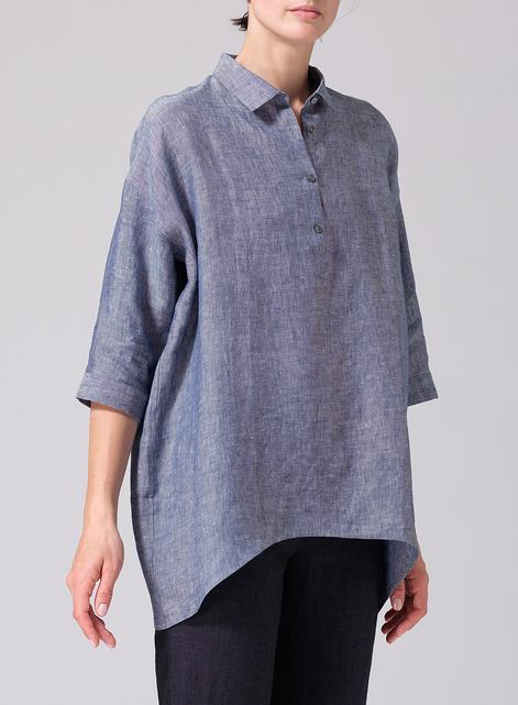 Linen Oversized Straight-Cut Shirt