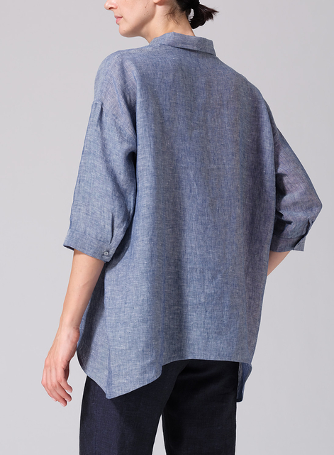 Linen Oversized Straight-Cut Shirt