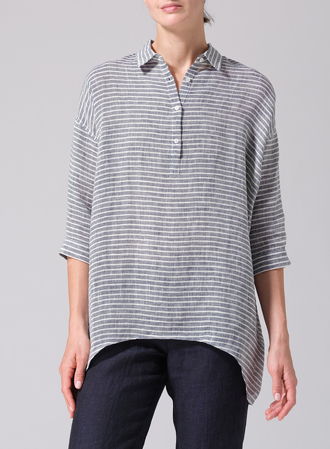 Linen Oversized Straight-Cut Shirt