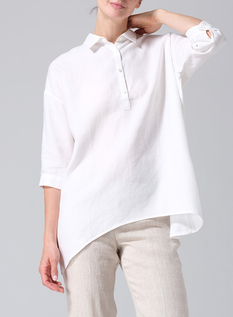 Linen Oversized Straight-Cut Shirt