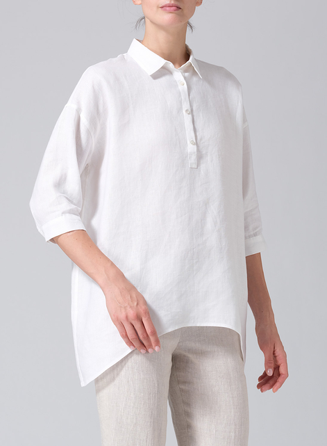 Linen Oversized Straight-Cut Shirt