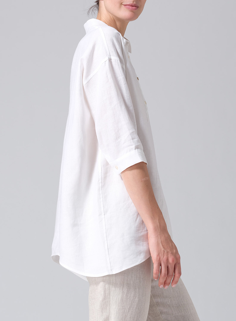 Linen Oversized Straight-Cut Shirt