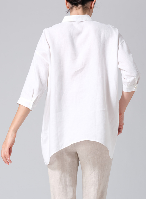 Linen Oversized Straight-Cut Shirt