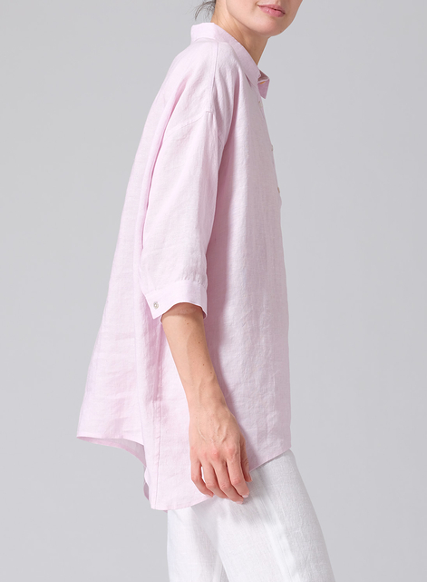 Linen Oversized Straight-Cut Shirt