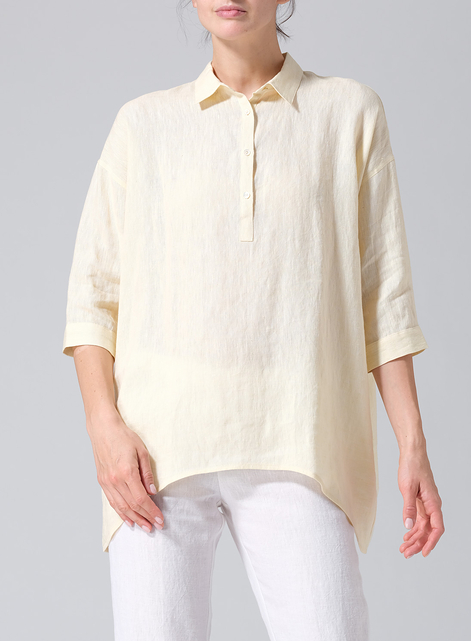 Linen Oversized Straight-Cut Shirt