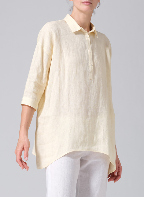 Linen Oversized Straight-Cut Shirt