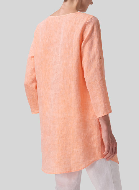 Linen Half Button Long Top