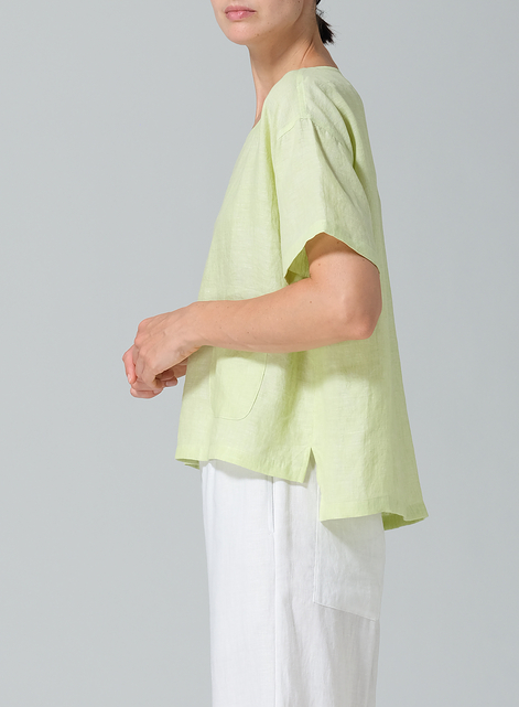 Linen Half Sleeve Boxy Top