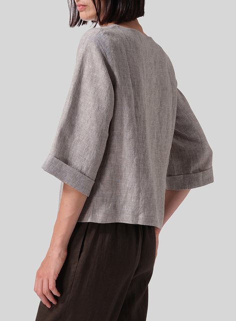 Linen Nice Fit Wider Three-quarter Sleeve Top