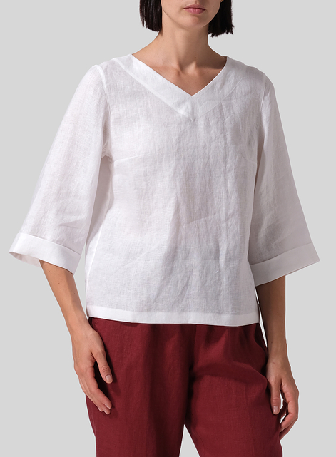 Linen Nice Fit Wider Three-quarter Sleeve Top