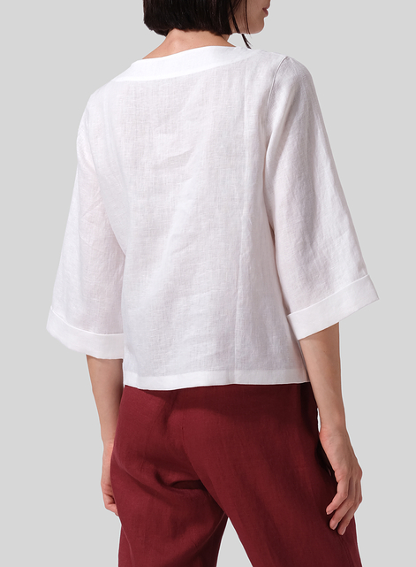 Linen Nice Fit Wider Three-quarter Sleeve Top