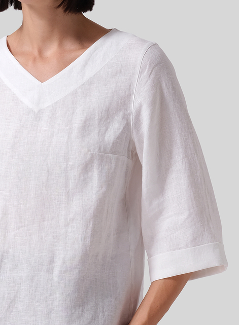 Linen Nice Fit Wider Three-quarter Sleeve Top