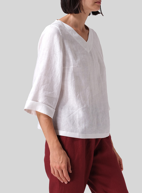 Linen Nice Fit Wider Three-quarter Sleeve Top