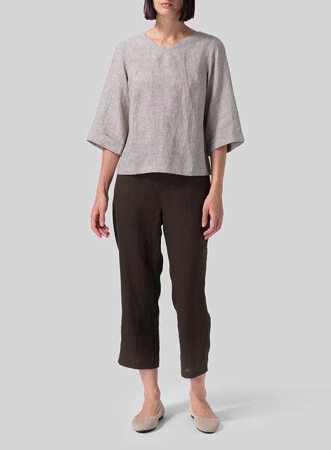 Linen Nice Fit Wider Three-quarter Sleeve Top