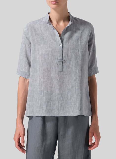 Linen A-shape Double-layer Collar Top