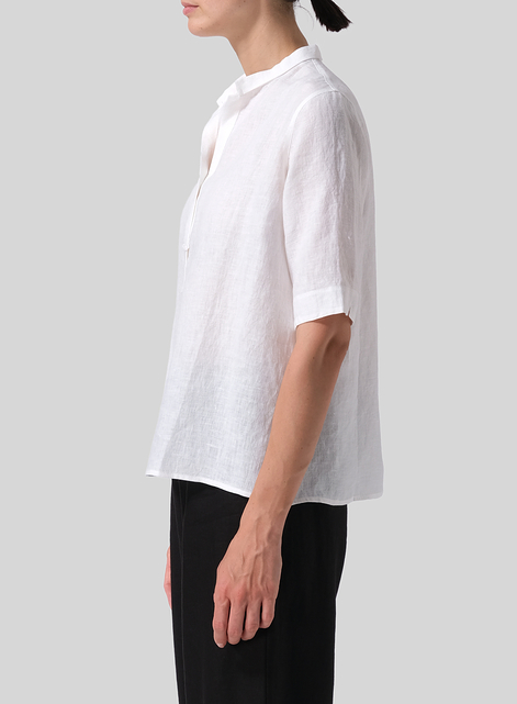 Linen A-shape Double-layer Collar Top