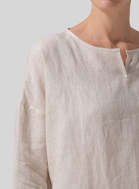 Linen V-neck Boxy Top