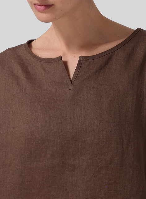 Linen V-neck Boxy Top