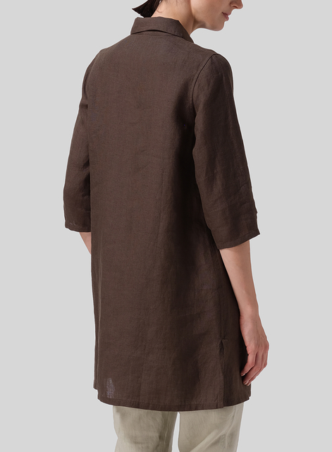 Linen Straight Fit Shirt Collar Tunic