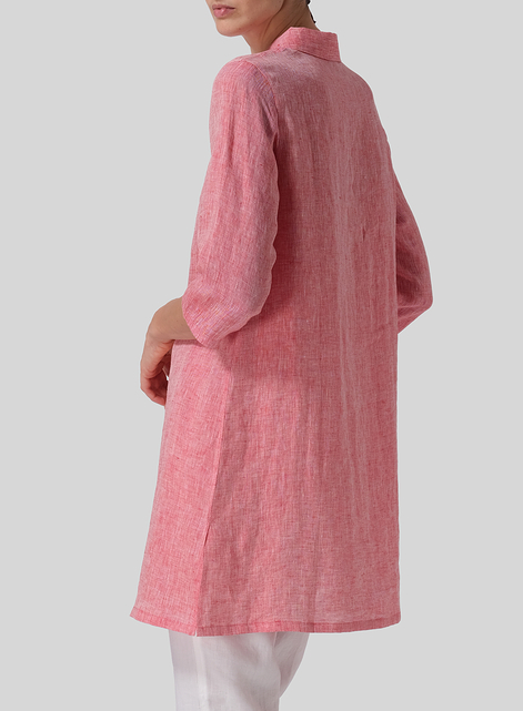 Linen Straight Fit Shirt Collar Tunic