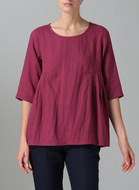 Linen Dropped Shoulder Pleated Box Top