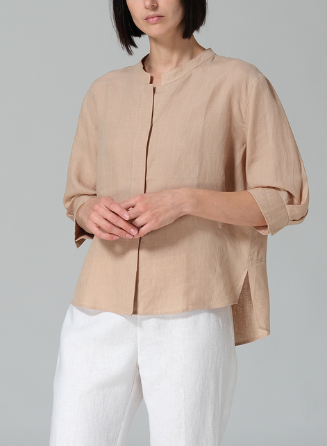 Linen Back Keyhole Blouse