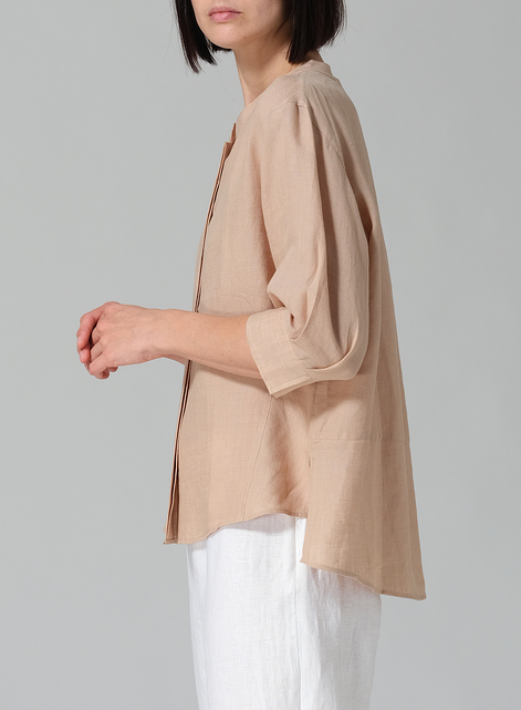 Linen Back Keyhole Blouse