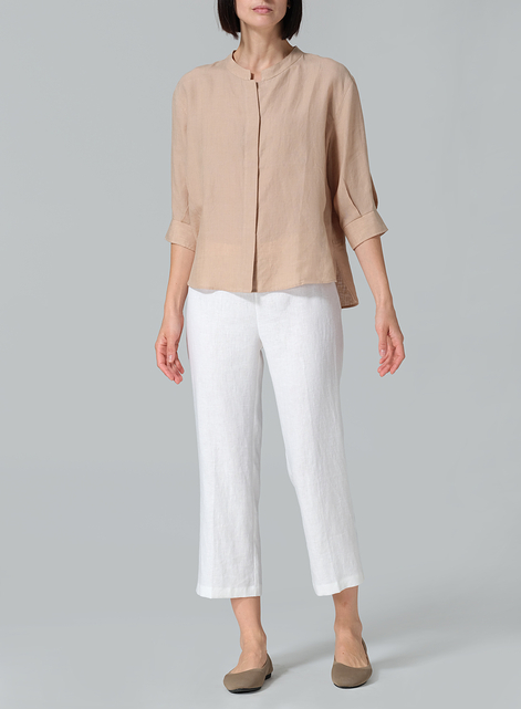 Linen Back Keyhole Blouse