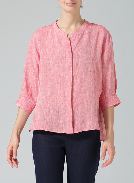 Linen Back Keyhole Blouse