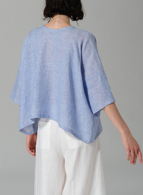 Linen Loose Deep V-Neck Top