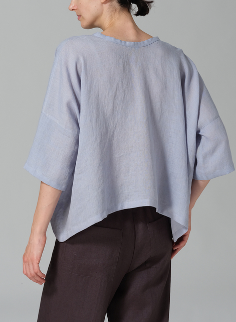 Linen Loose Deep V-Neck Top