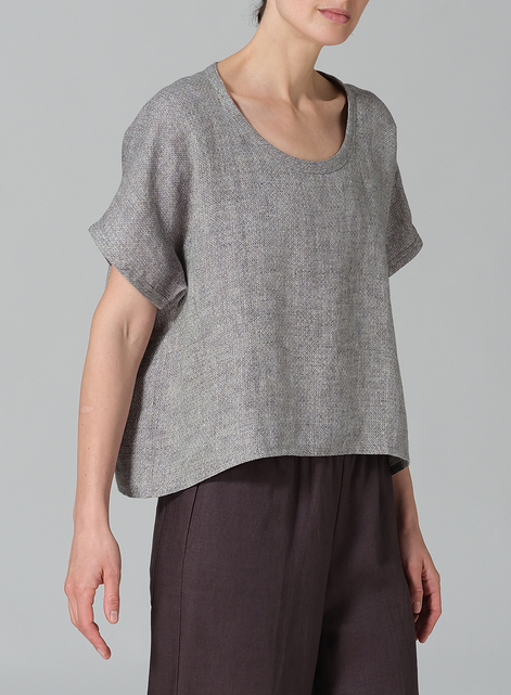 Linen Dolman Short Sleeve Box Top