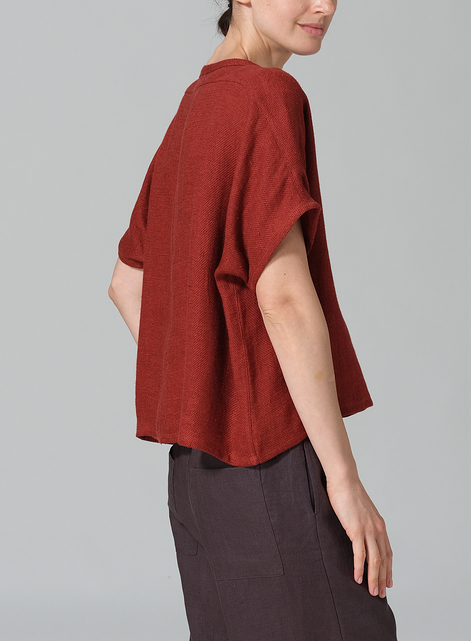 Linen Dolman Short Sleeve Box Top