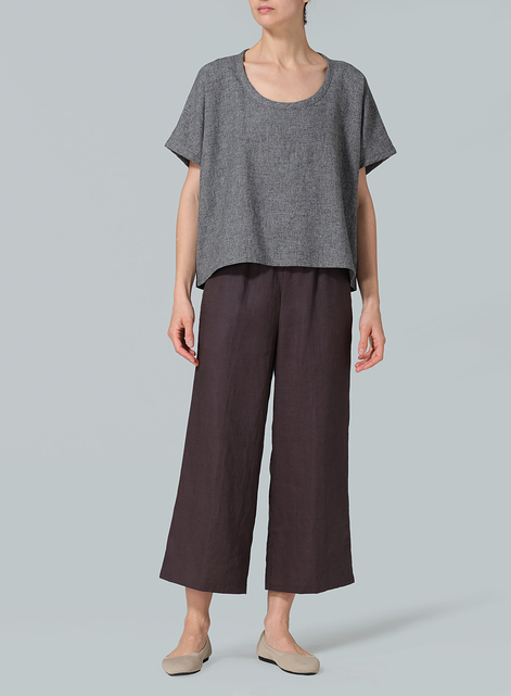 Linen Dolman Short Sleeve Box Top