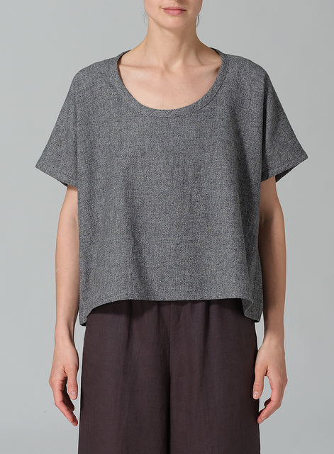 Linen Dolman Short Sleeve Box Top