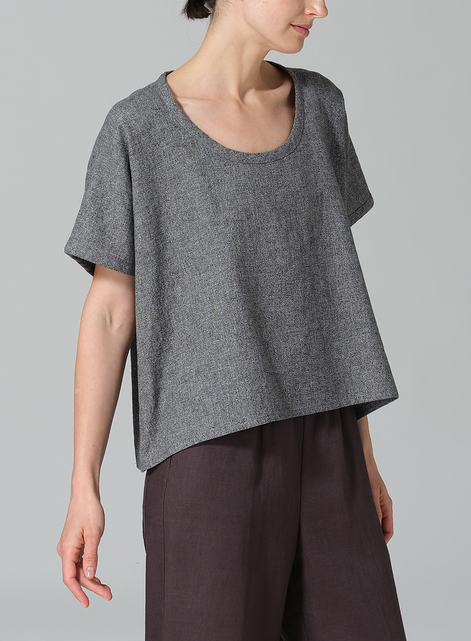 Linen Dolman Short Sleeve Box Top