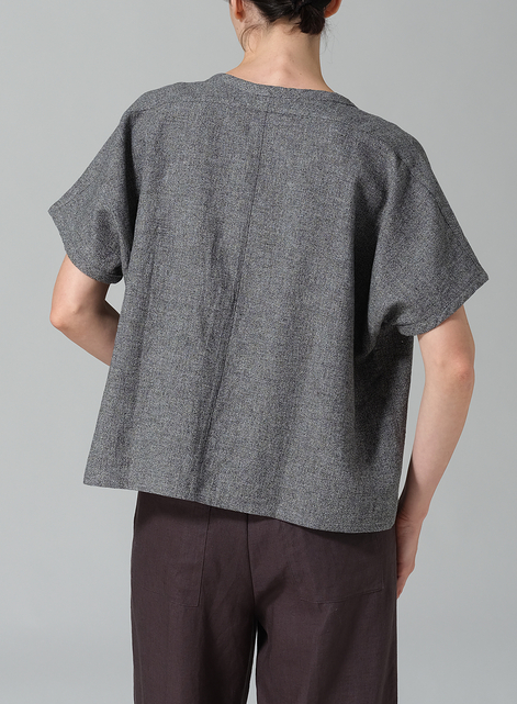 Linen Dolman Short Sleeve Box Top