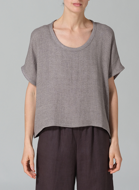 Linen Dolman Short Sleeve Box Top