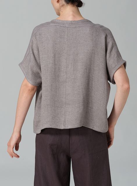 Linen Dolman Short Sleeve Box Top