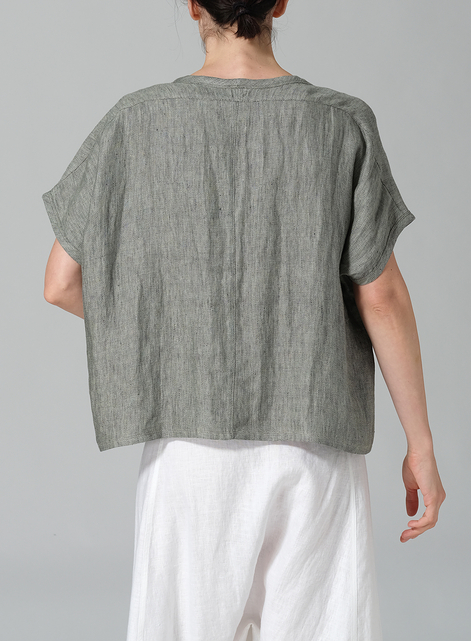 Linen Dolman Short Sleeve Box Top