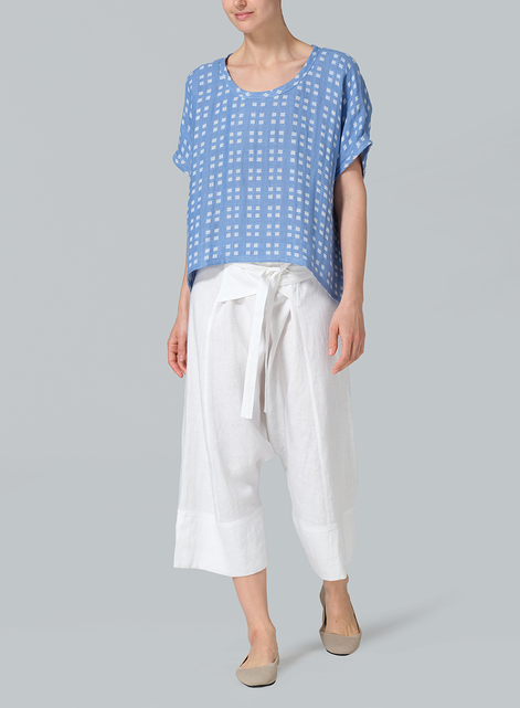 Linen Dolman Short Sleeve Box Top