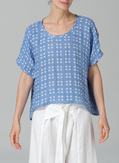 Linen Dolman Short Sleeve Box Top