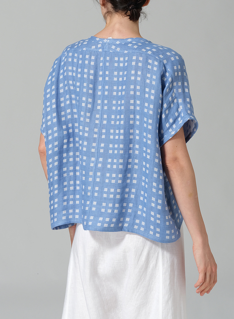 Linen Dolman Short Sleeve Box Top