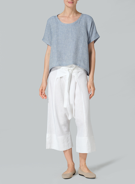 Linen Dolman Short Sleeve Box Top