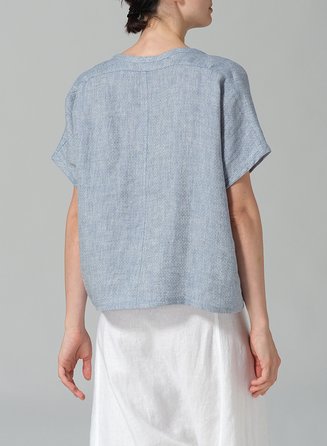 Linen Dolman Short Sleeve Box Top