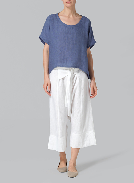 Linen Dolman Short Sleeve Box Top