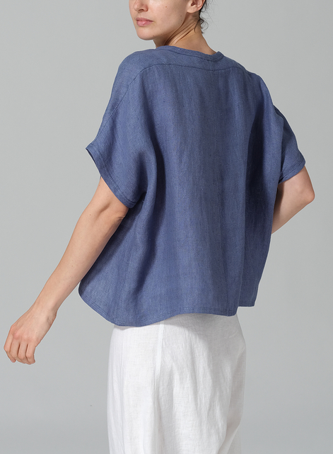 Linen Dolman Short Sleeve Box Top